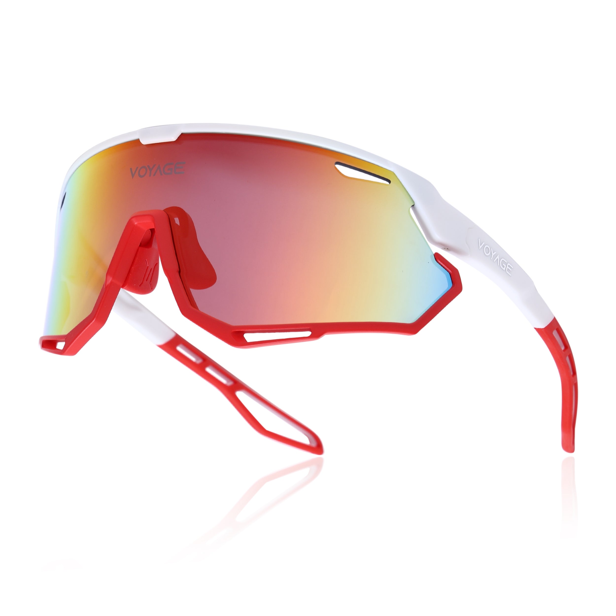 Voyage Select Drift Sunglasses (Multicolor Lens | White & Red Frame - SLMG6344)