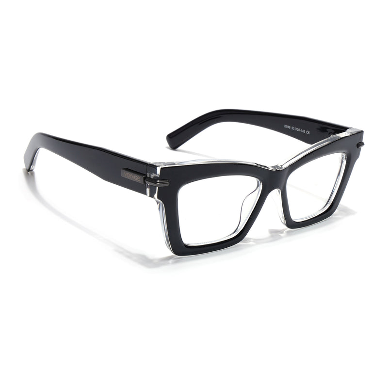 Voyage Black & Transparent Cateye Eyeglasses for Women (K048FMG8991)