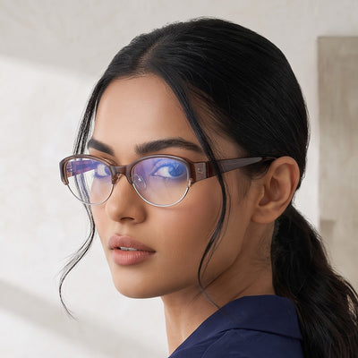 Voyage Glam Brown Cateye Eyeglasses for Women (K9200FMG9011)
