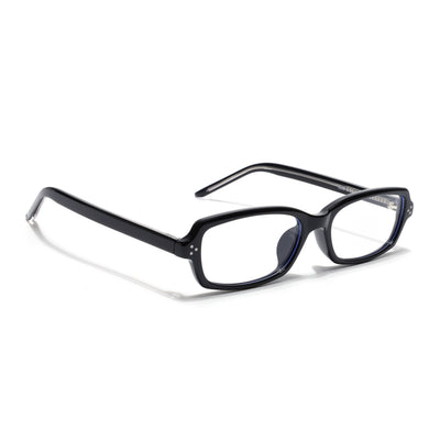 Voyage Black Rectangle Eyeglasses for Men & Women (K9209FMG9002)