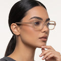 Voyage Glam Cream Rectangle Eyeglasses for Men & Women (K9209FMG9004)