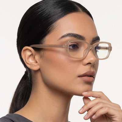 Voyage Glam Cream Rectangle Eyeglasses for Men & Women (K9209FMG9004)