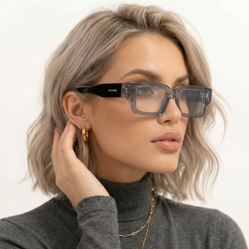 Obsidian | Voyage Grey Rectangle Eyeglasses for Men & Women (KG2540FMG8006)