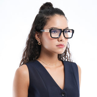Voyage Exclusive Black & Golden Wayfarer Eyeglasses for Men & Women (LH095MG5389-C2)