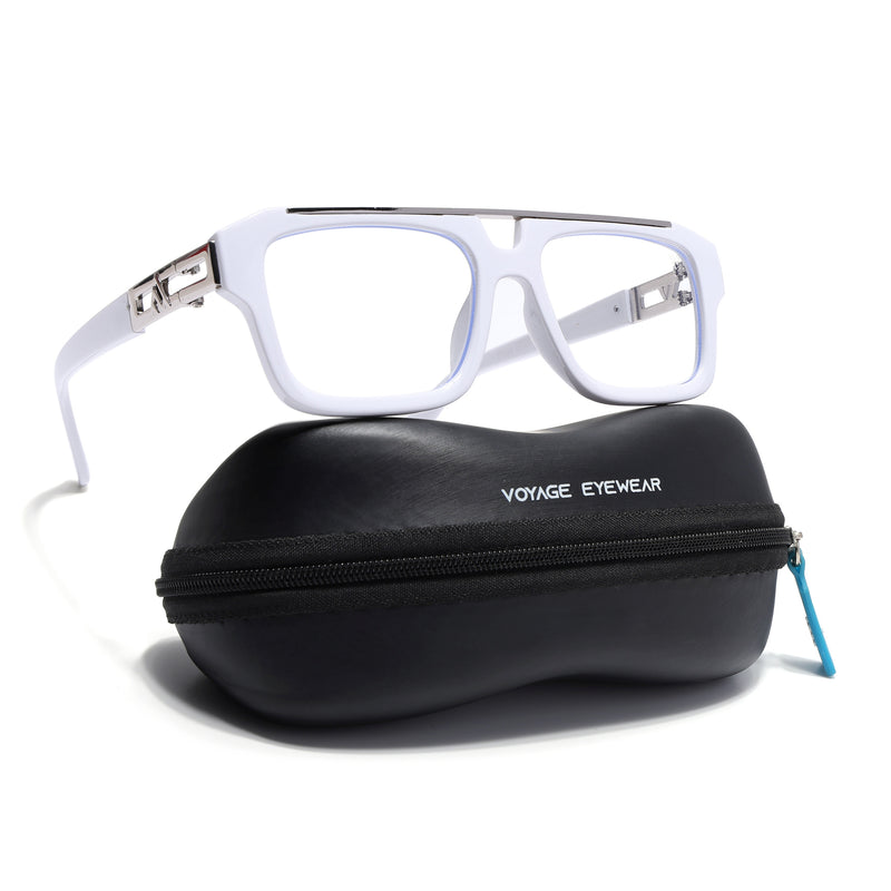 Voyage Exclusive White & Silver Wayfarer Eyeglasses for Men & Women (LH095MG5390-C3)