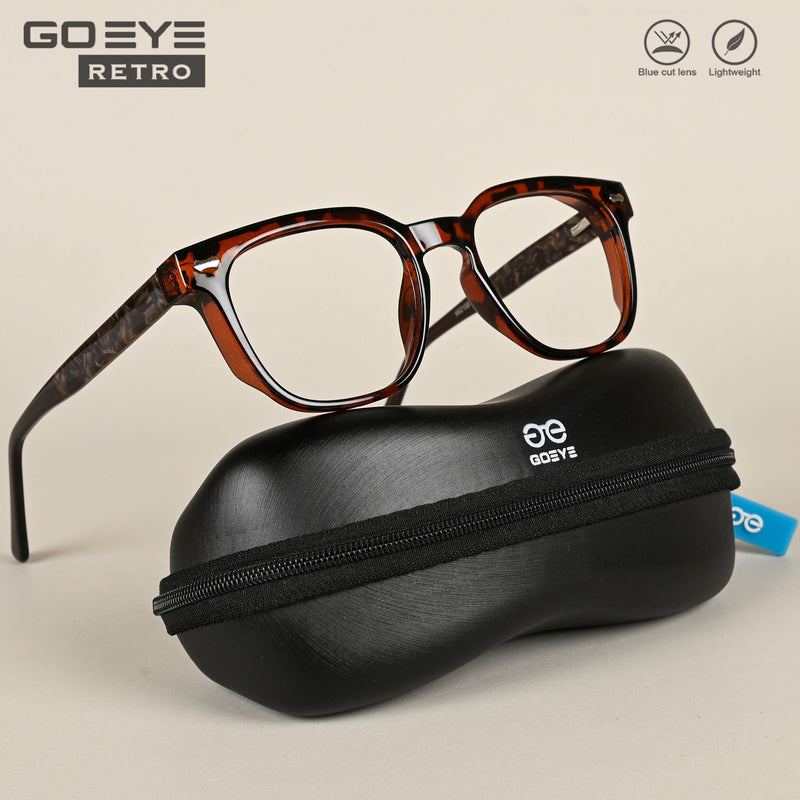 Goeye Retro Demi Brown Square Eyeglasses for Men & Women (MA992108GE1459-C8)