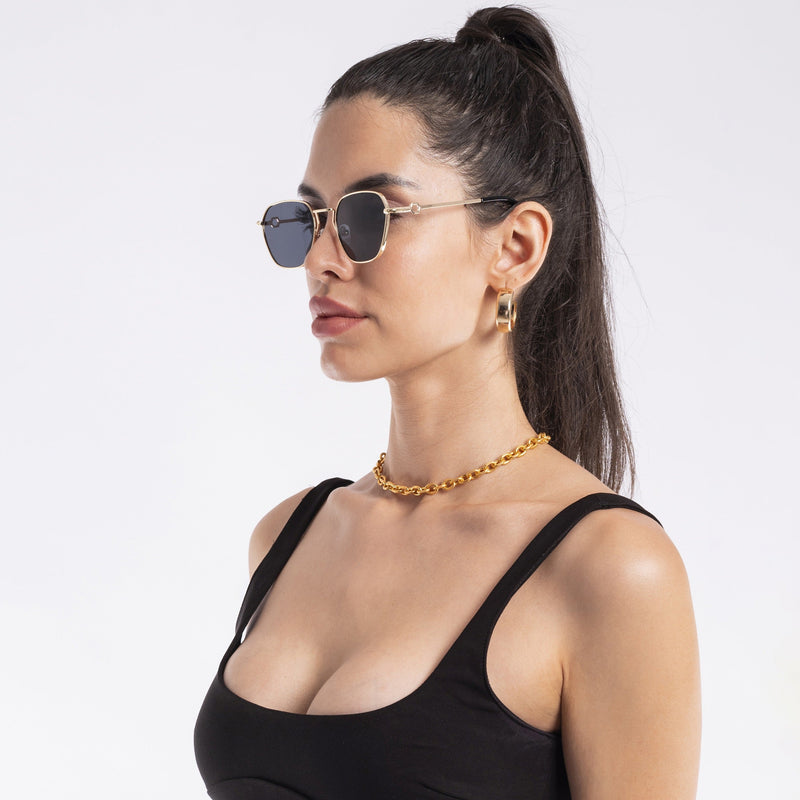 Voyage Square Gold Black Sunglasses MG2779