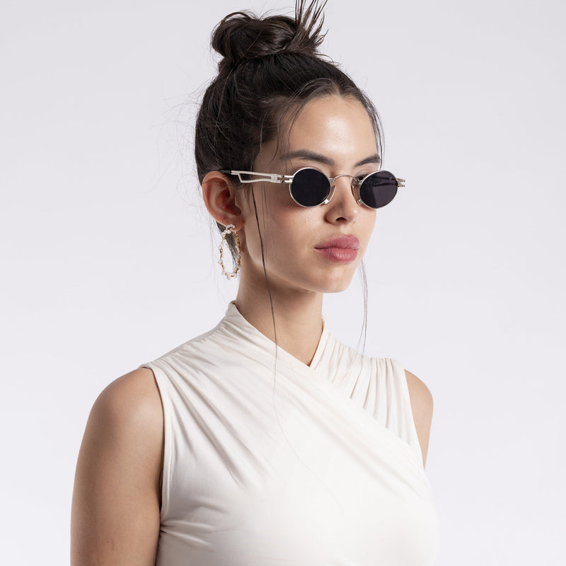 Orbit | Silver Black Round Sunglasses MG3585