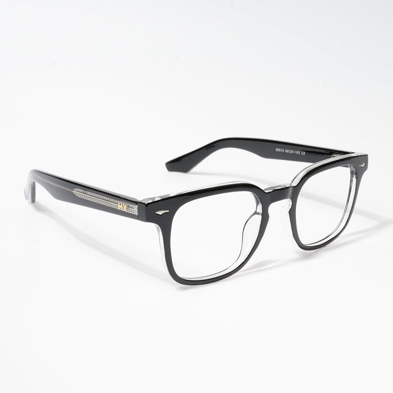 HEXXA Black & Transparent Square Eyeglasses for Men & Women (S9015CL489-C2)