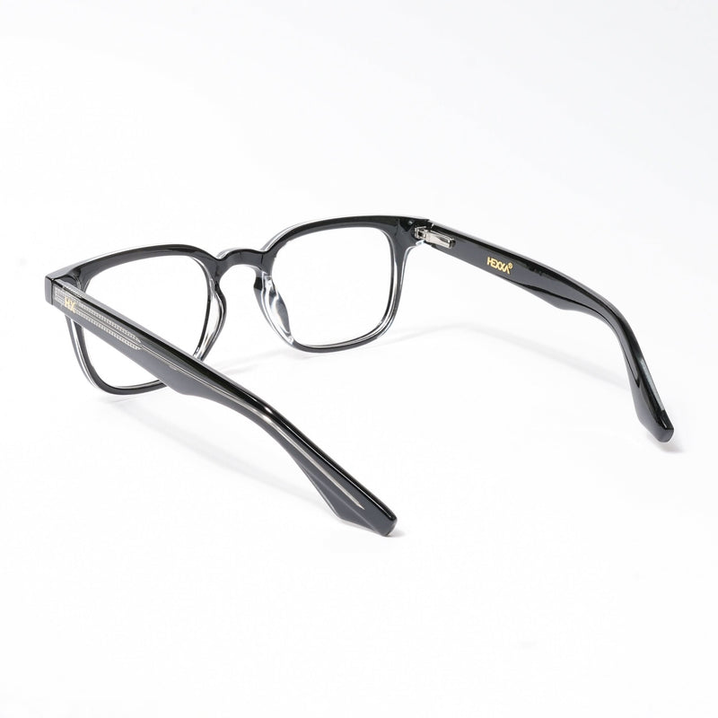 HEXXA Black & Transparent Square Eyeglasses for Men & Women (S9015CL489-C2)