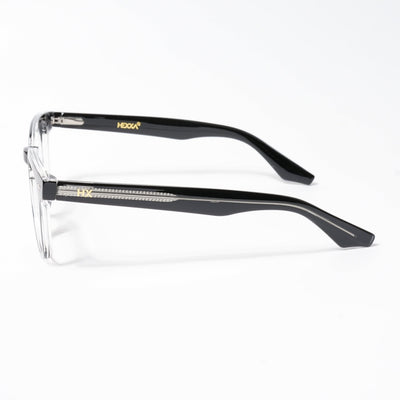 HEXXA Black & Transparent Square Eyeglasses for Men & Women (S9015CL489-C2)