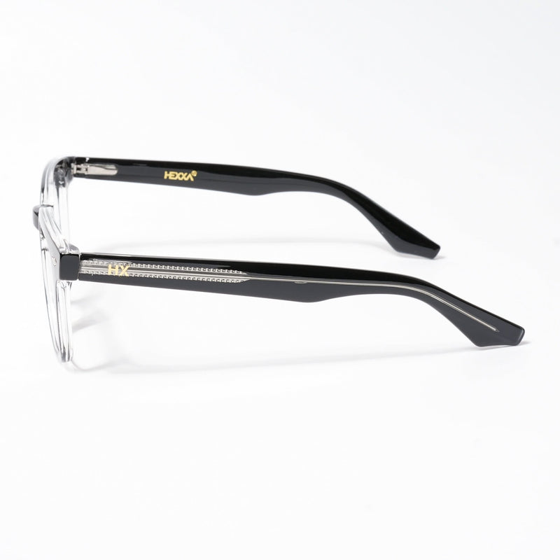 HEXXA Black & Transparent Square Eyeglasses for Men & Women (S9015CL489-C2)