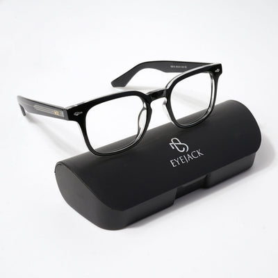 HEXXA Black & Transparent Square Eyeglasses for Men & Women (S9015CL489-C2)
