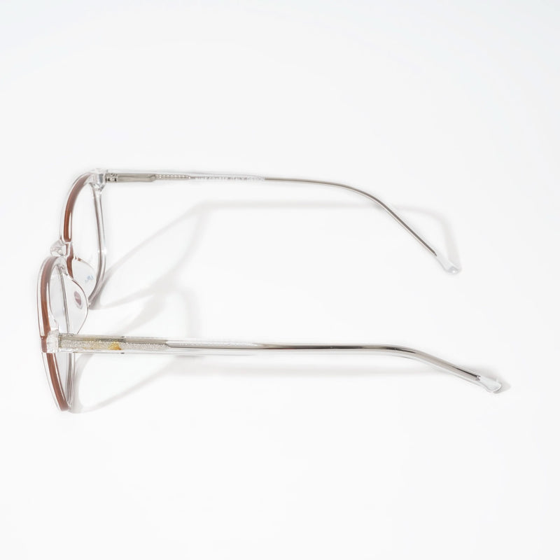 EyeJack Vortex Transparent Brown Rectangle Eyeglasses for Men & Women (SL002CL10-C4)