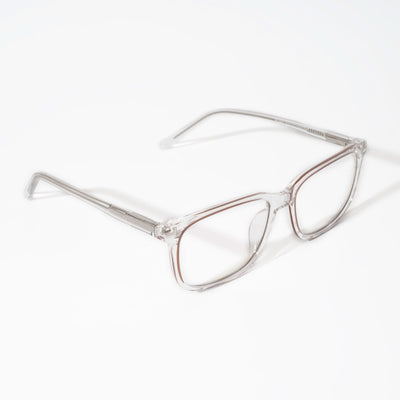 EyeJack Vortex Transparent Brown Rectangle Eyeglasses for Men & Women (SL003CL15-C5)