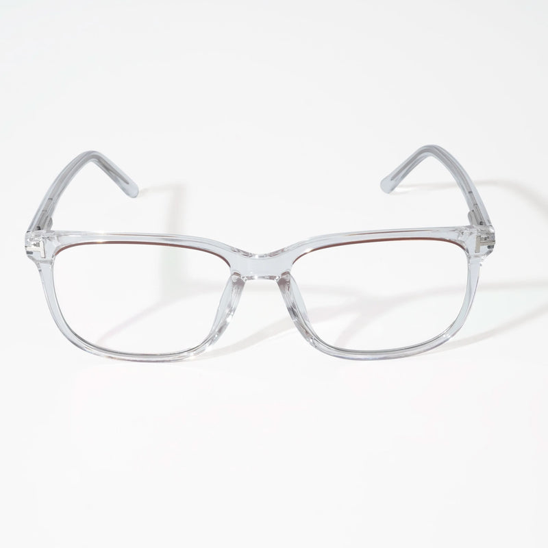 EyeJack Vortex Transparent Brown Rectangle Eyeglasses for Men & Women (SL003CL15-C5)