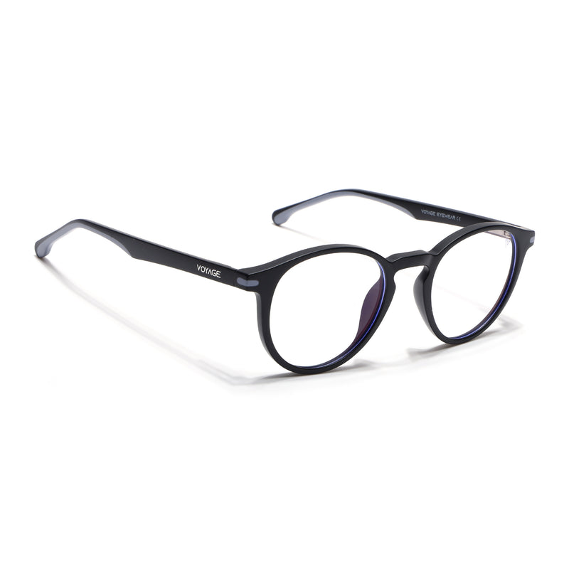 Voyage Black Round Eyeglasses for Men & Women (SV002FMG7439-C3)