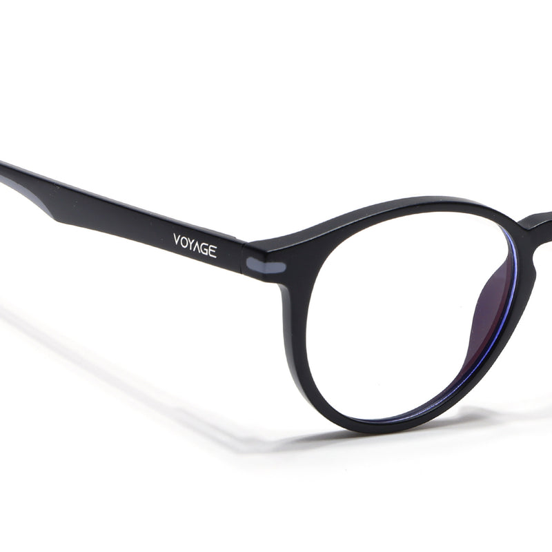 Voyage Black Round Eyeglasses for Men & Women (SV002FMG7439-C3)
