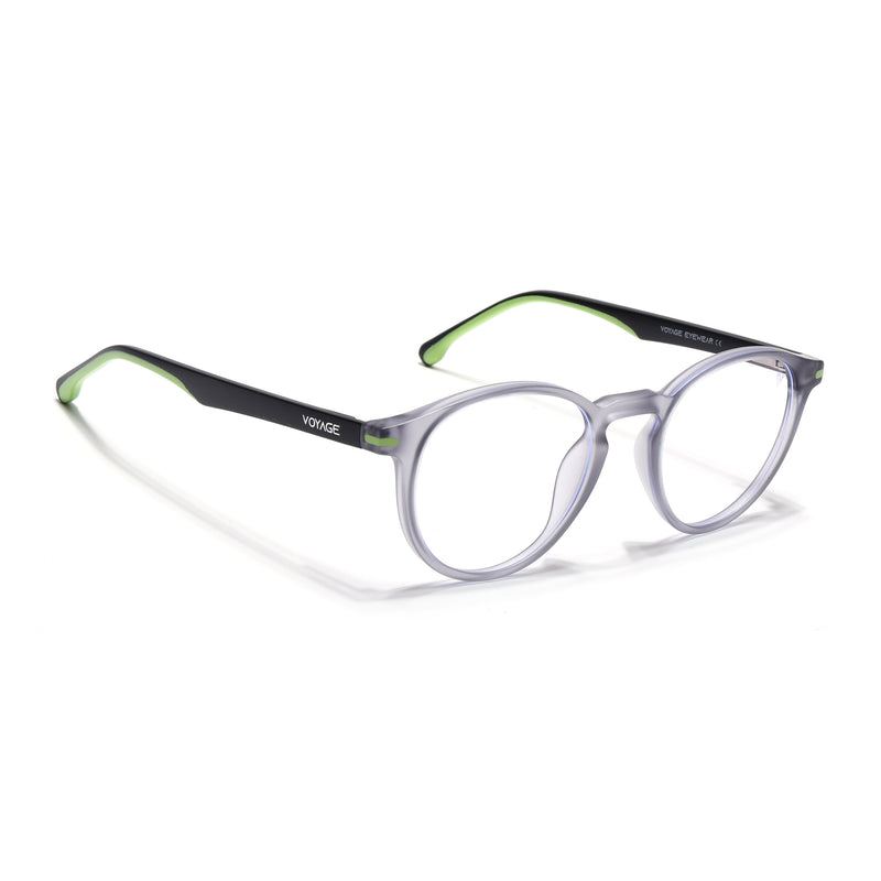 Voyage Light Grey Round Eyeglasses for Men & Women (SV002FMG7441-C5)