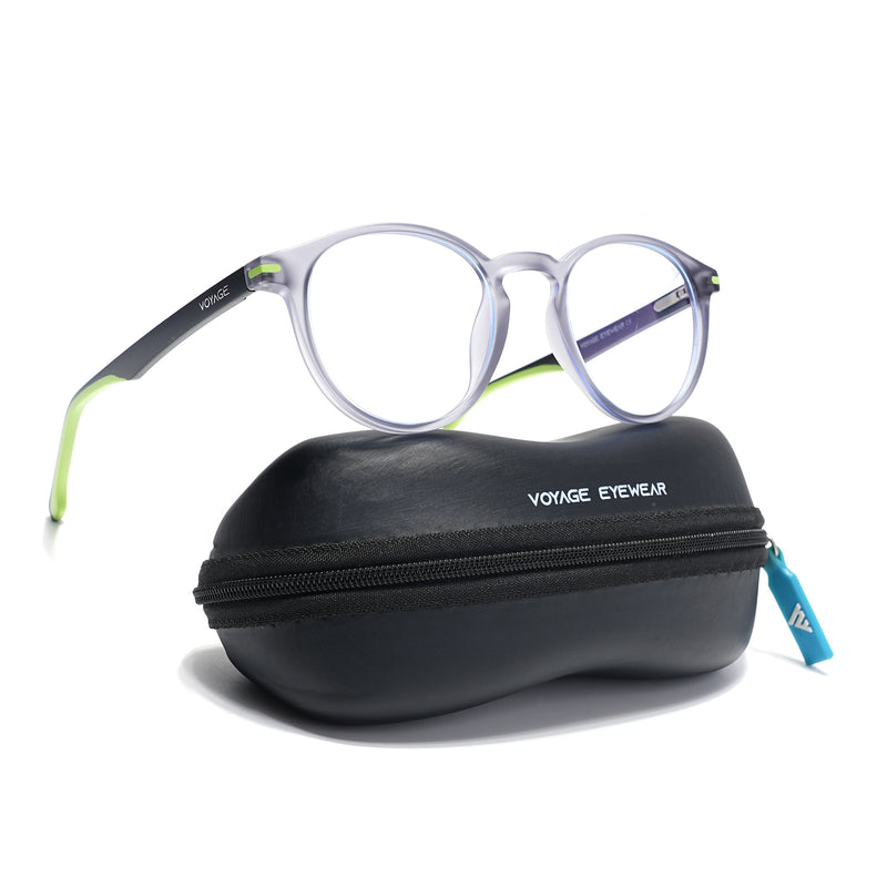 Voyage Light Grey Round Eyeglasses for Men & Women (SV002FMG7441-C5)