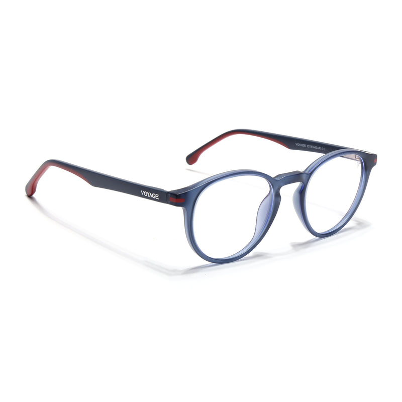 Voyage Blue Round Eyeglasses for Men & Women (SV002FMG7442-C6)