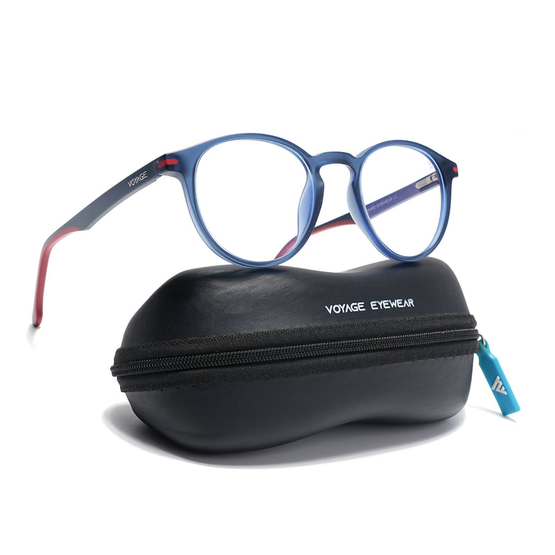 Voyage Blue Round Eyeglasses for Men & Women (SV002FMG7442-C6)