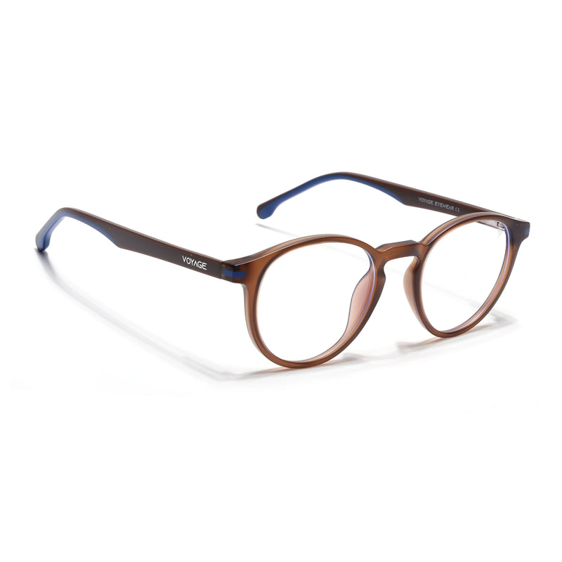 Voyage Brown Round Eyeglasses for Men & Women (SV002FMG7443-C7)