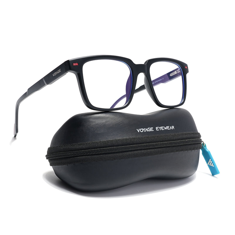 Voyage Black Square Eyeglasses for Men & Women (SV003FMG7445-C1)