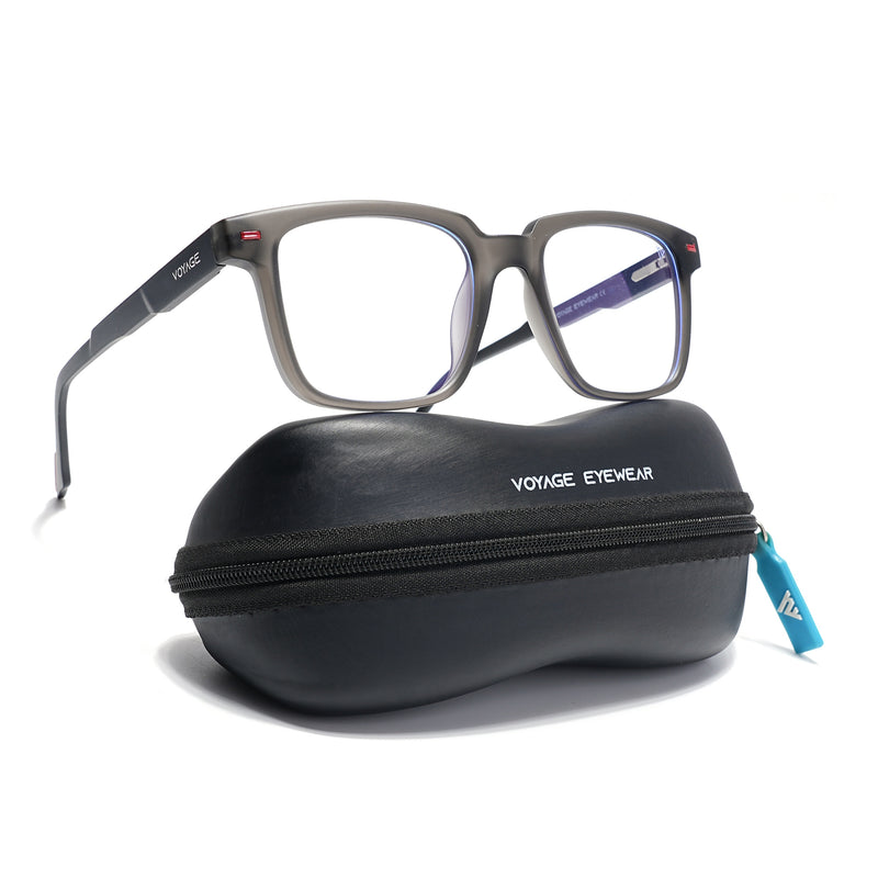 Voyage Dark Grey Square Eyeglasses for Men & Women (SV003FMG7448-C4)