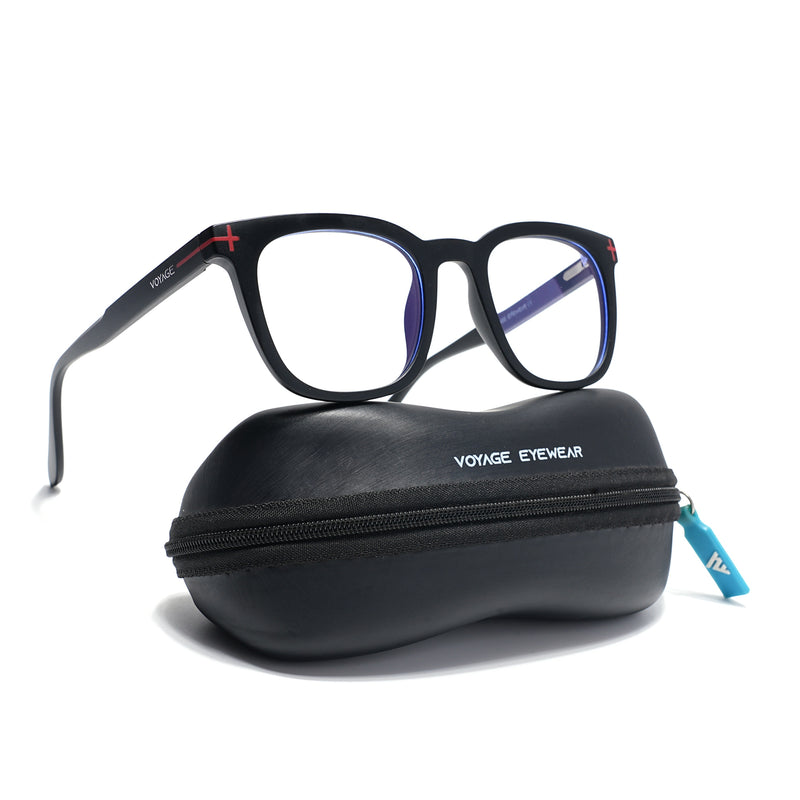 Voyage Black Square Eyeglasses for Men & Women (SV005FMG7461-C1)