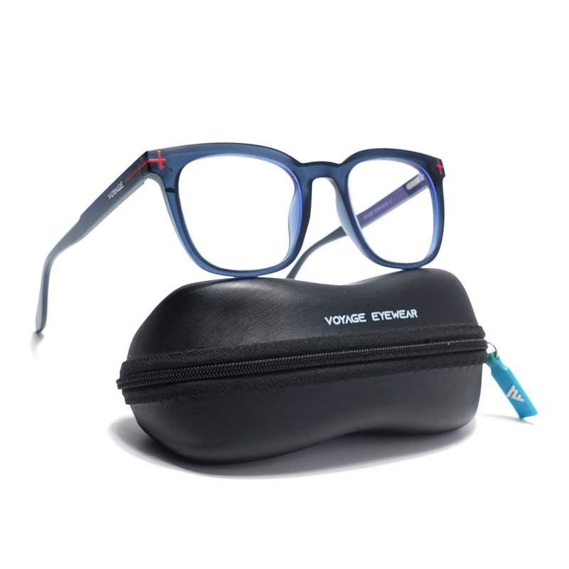 Voyage Blue Square Eyeglasses for Men & Women (SV005FMG7464-C4)