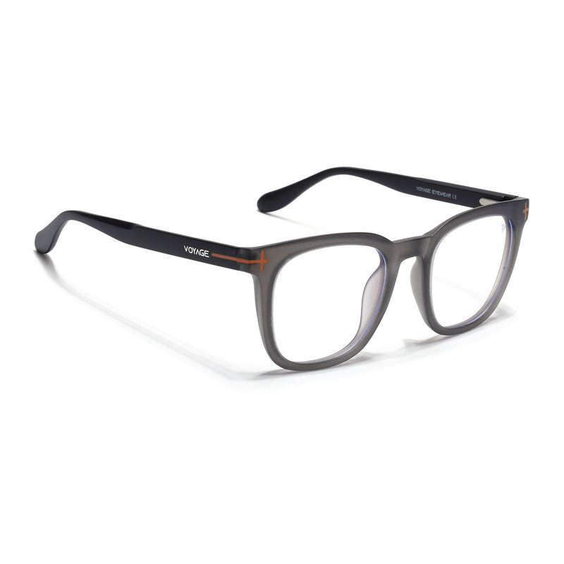 Voyage Dark Grey Square Eyeglasses for Men & Women (SV005FMG7465-C5)