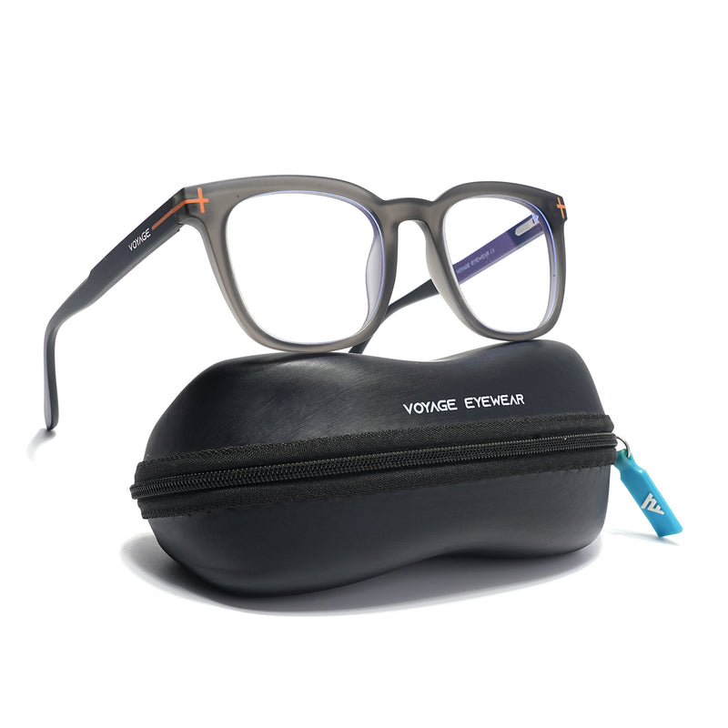 Voyage Dark Grey Square Eyeglasses for Men & Women (SV005FMG7465-C5)