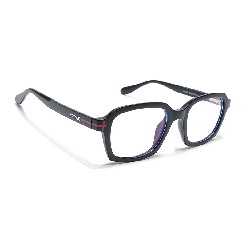 Voyage Black Rectangle Eyeglasses for Men & Women (SV006FMG7469-C1)