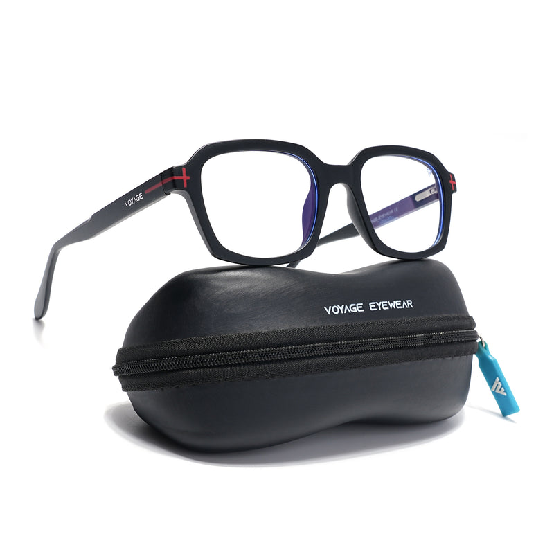 Voyage Black Rectangle Eyeglasses for Men & Women (SV006FMG7469-C1)