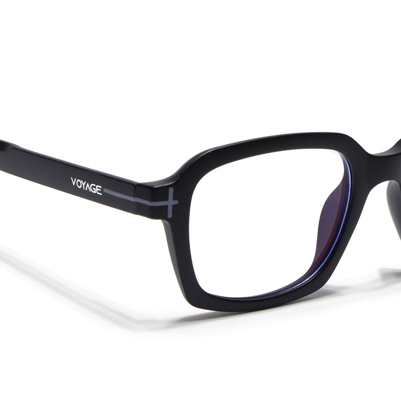 Voyage Black Rectangle Eyeglasses for Men & Women (SV006FMG7471-C3)