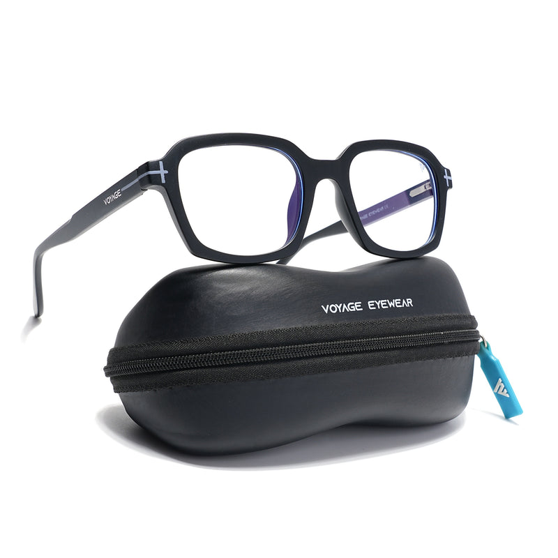 Voyage Black Rectangle Eyeglasses for Men & Women (SV006FMG7471-C3)