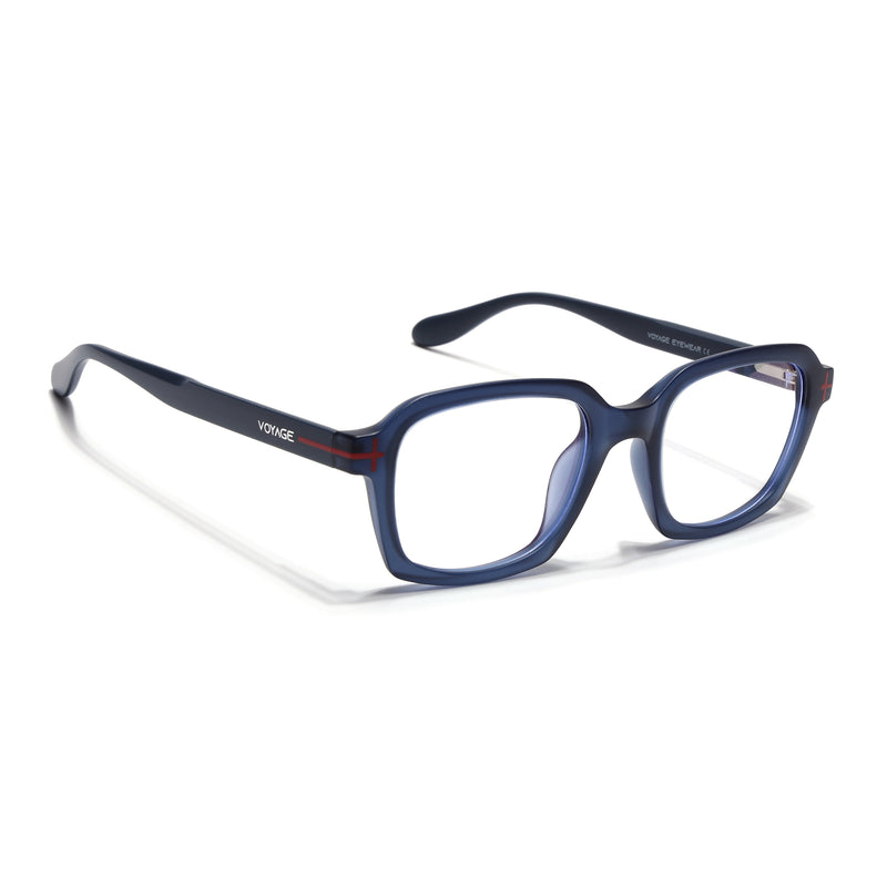 Voyage Blue Rectangle Eyeglasses for Men & Women (SV006FMG7472-C4)