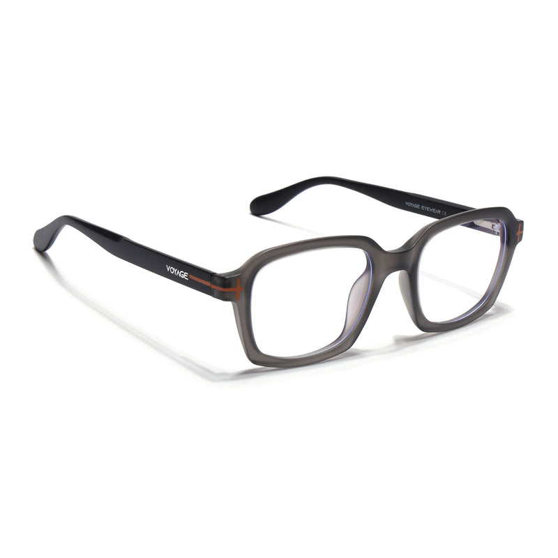 Voyage Dark Grey Rectangle Eyeglasses for Men & Women (SV006FMG7473-C5)