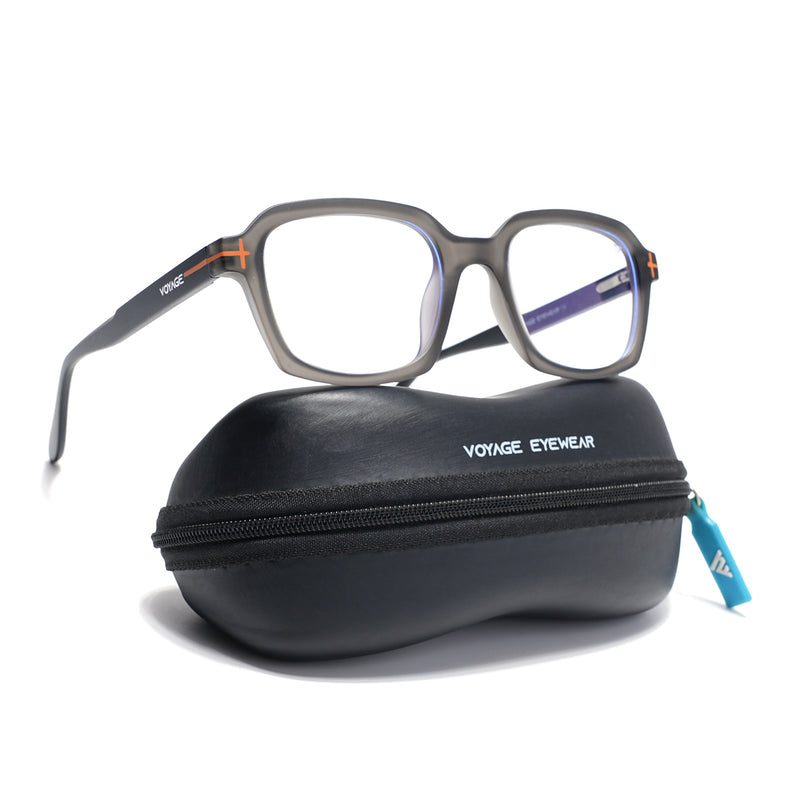 Voyage Dark Grey Rectangle Eyeglasses for Men & Women (SV006FMG7473-C5)