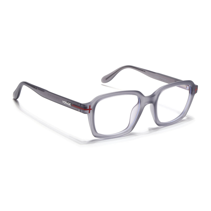 Voyage Grey Rectangle Eyeglasses for Men & Women (SV006FMG7474-C6)