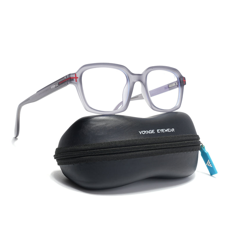 Voyage Grey Rectangle Eyeglasses for Men & Women (SV006FMG7474-C6)