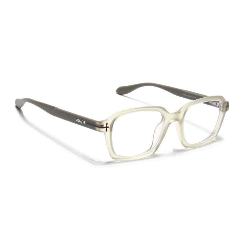 Voyage Light Grey Rectangle Eyeglasses for Men & Women (SV006FMG7475-C7)