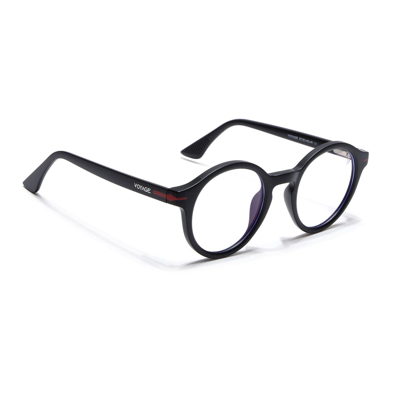 Voyage Black Round Eyeglasses for Men & Women (SV008FMG7485-C1)