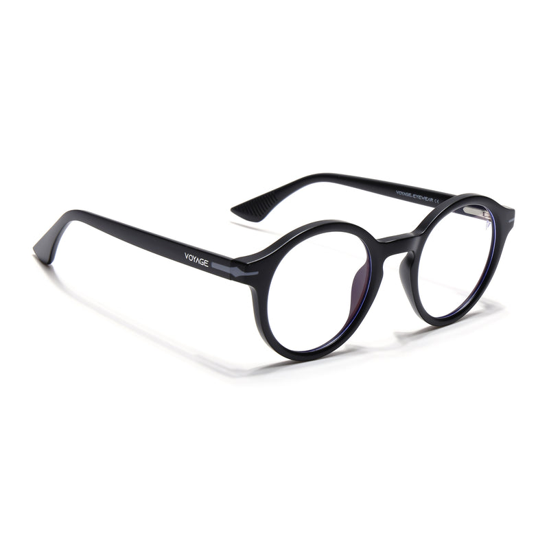 Voyage Black Round Eyeglasses for Men & Women (SV008FMG7487-C3)