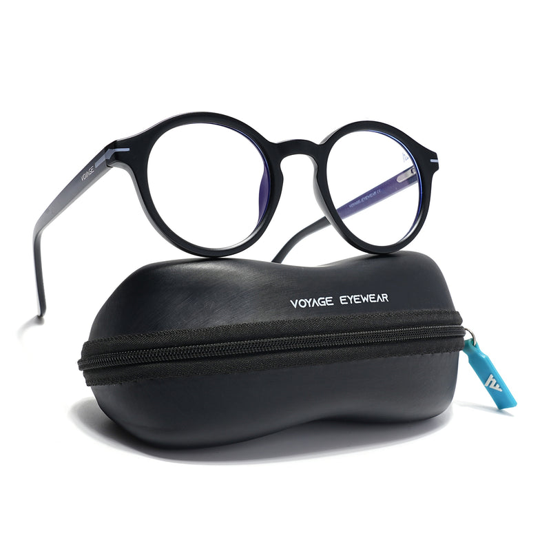 Voyage Black Round Eyeglasses for Men & Women (SV008FMG7487-C3)