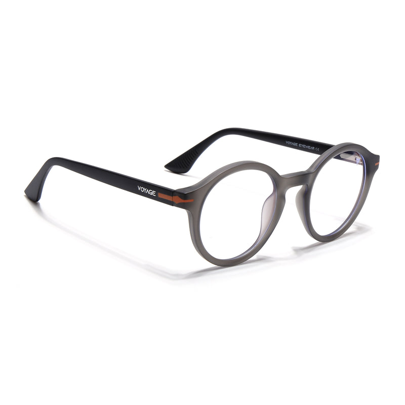 Voyage Dark Grey Round Eyeglasses for Men & Women (SV008FMG7488-C4)