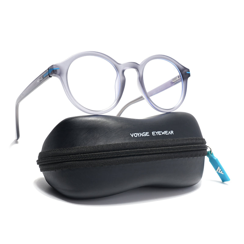 Voyage Light Grey Round Eyeglasses for Men & Women (SV008FMG7489-C5)