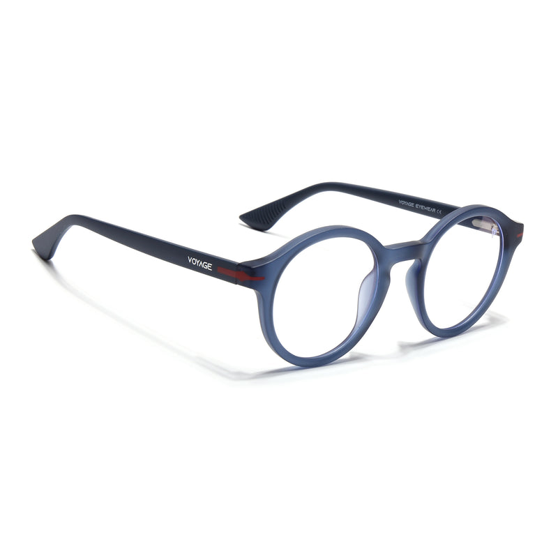 Voyage Blue Round Eyeglasses for Men & Women (SV008FMG7490-C6)