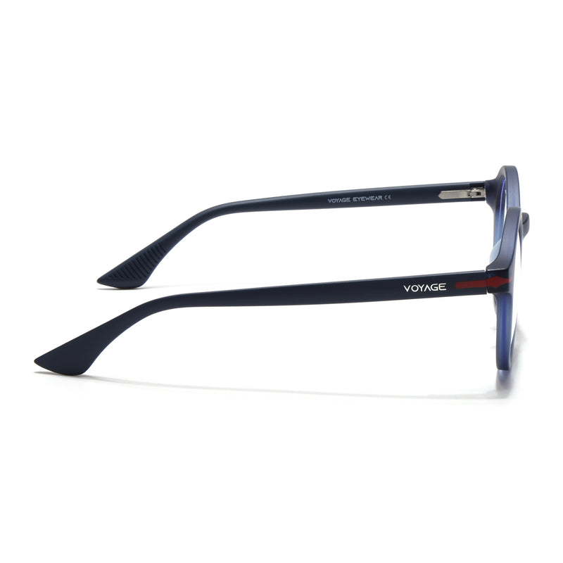 Voyage Blue Round Eyeglasses for Men & Women (SV008FMG7490-C6)